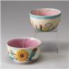 Two similar ENGLISH MAJOLICA sugar bowls, circa 1880, each with floral pattern on white pebbled g…