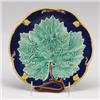 JOSEPH HOLDCROFT MAJOLICA side plate, circa 1875, with grape leaf design on a cobalt blue ground.…