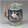 ENGLISH MAJOLICA stork jug, circa 1875, attributed to Joseph Holdcroft, patterned with storks and…