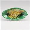 WEDGWOOD MAJOLICA serving dish, dated 1868, with fern leaf design on green ground. Impressed WEDG…