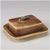 ENGLISH MAJOLICA sardine box and cover, circa 1875, rectangular, with yellow rope borders and nat…