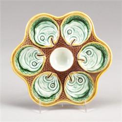 WEDGWOOD MAJOLICA mussel plate, dated 1865. Minor restoration of hairline. Impressed WEDGWOOD, da…