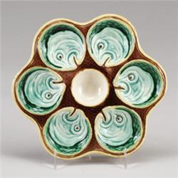 WEDGWOOD MAJOLICA mussel plate, dated 1875. Impressed WEDGWOOD, date code for 1875. 7 1/4" dia. …