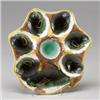 ENGLISH MAJOLICA oyster plate, dated 1870, with six oyster wells and a large cracker well modeled…