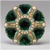 MINTONS MAJOLICA oyster plate, dated 1883, with six shell-form oyster wells, glazed in malachite …