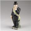 GERMAN MAJOLICA figural portrait bottle and stopper, circa 1895, modeled as the standing figure o…