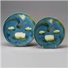 Image 1 : Two similar ZELL POTTERY dessert plates, circa 1900, with Art Nouveau pond lily pattern in Majoli…