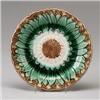 Image 1 : Victorian MAJOLICA dessert plate, circa 1880, richly decorated in green, yellow, brown and white …