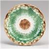 Image 1 : Victorian MAJOLICA dessert plate, circa 1880, richly decorated in green, yellow, brown and white …
