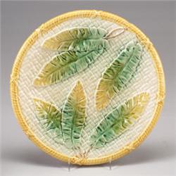 Victorian MAJOLICA bread plate, probably English, circa 1880, decorated with naturalistically col…