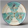 Image 1 : WEDGWOOD dessert plate, dated 1879, with bird and fan pattern on pale blue ground. Impressed mark…