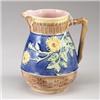 Image 1 : ETRUSCAN MAJOLICA pitcher, circa 1875, with blossom design on cobalt blue ground and butterfly mo…