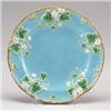 Image 1 : GEORGE JONES MAJOLICA dogwood dessert plate, circa 1870, with pale blue ground. Painted design nu…