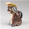 Image 1 : ENGLISH MAJOLICA spaniel-form jug, circa 1880, modeled as a seated spaniel with yellow cap. 6 3/4…