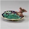 Image 1 : ENGLISH MAJOLICA serving dish, circa 1875, patterned with leaf, blossom and branches, applied wit…