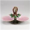 Image 1 : GEORGE JONES MAJOLICA center, circa 1875, modeled as three scallop shells supported by three dolp…