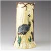 Image 1 : ENGLISH MAJOLICA umbrella stand, circa 1880, modeled as a rustic tree stump, decorated with a sto…