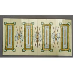 Fine, large and rare thirty-two tile panel by DESVRES (France) entirely decorated in squeezebag w…