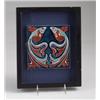 Image 1 : Two fine VILLEROY & BOCH tiles molded with two fish in blue and red with yellow eye, on a blue gr…