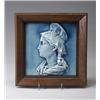 Image 1 : AMERICAN ENCAUSTIC TILING CO. tile embossed with a lady in profile wearing a bonnet, under a rare…