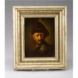 Fine and rare ROOKWOOD Standard Glaze plaque painted by Grace Young after Rembrandt's Portrait of…