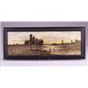 Image 1 : Fine and rare CHARLES VOLKMAR three-tile frieze, painted in barbotine with a landscape at dawn. S…