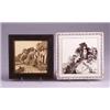 Image 1 : Two MINTON'S tiles with transfer-printed etchings of landscapes possibly by William Wise, one 8" …