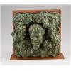 Image 1 : Rare and exceptional GRUEBY three-dimensional architectural faince tile depicting a head of Bacch…
