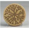 Image 1 : Fine and rare MARBLEHEAD circular trivet tile decorated with an incised sea plant in matte dark b…