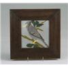 Image 1 : Fine and rare VAN BRIGGLE tile decorated in cuenca with a purple cardinal on a mustard and green …