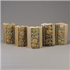Image 1 : Five ROOKWOOD architectural faience border tiles embossed with fruit and flowers in matte polychr…