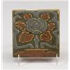 Image 1 : ROOKWOOD Faience Arts & Crafts tile in matte glaze, embossed with a stylized Glasgow rose tree in…