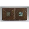 Image 1 : Two small Arts & Crafts tiles, one by GRUEBY with a dark brown burnished clay flower on a good cu…