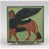 Image 1 : ROOKWOOD FAIENCE tile decorated in matte cuenca with an Egyptian sphynx in red, blue and mustard,…
