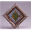 Image 1 : Fine and rare MUELLER diamond-shaped red clay tile incised with a whimsical fish in green on a bl…