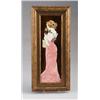 Image 1 : Fine Bohemian Art Nouveau vertical tile depicting in cuenca a lady in profile in a pink and green…