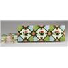Image 1 : Nine BELGA (Belgium) frieze tiles with pink cuenca roses on a green and blue foliate and textured…