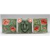 Image 1 : Fine three-tile frieze by ERNST TEICHERT (Germany) molded with a stylized woman's head with red a…