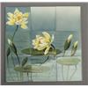 Image 1 : Fine SAINT-AMAND nine-tile panel (France) stencil-decorated with yellow waterlilies and large gre…