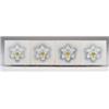 Image 1 : Four Belgian tiles stencil-decorated with a white cattleya orchid on a gray and white ground. A c…