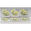 Image 1 : Six SAINT-AMAND tiles (France), stencil-decorated with yellow waterlilies and green leaves on blu…