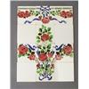 Image 1 : Twelve Continental tiles forming a panel and a frieze, eight S.D.V. tiles stenciled with red rose…