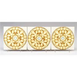Three fine GILLIOT & Cie. (Hemiksem, Belgium) frieze tiles decorated in trail-slip with yellow le…