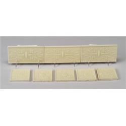 Twenty Belgian border tiles and twenty matching 3" tiles, embossed with a classical floral and fo…