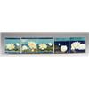 Image 1 : Two friezes of German majolica tiles embossed with waterlilies, one of three tiles with yellow bl…