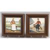 Image 1 : Pair of tiles by DE PORCELEYNE FLES decorated in cuenca with a man and woman in traditional costu…