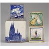 Image 1 : Four assorted European tiles: DE PORCELEYNE FLES with mandolin in good crystalline glaze; WESTRAV…