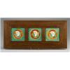 Image 1 : Three SAN JOSE tiles decorated in cuerda seca with white calla lily on brown and green ground. Mo…