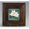 Image 1 : Unusual SAN JOSE tile decorated in cuerda seca with a single white and yellow magnolia with green…