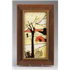 Image 1 : HARRIS STRONG two-tile vertical panel, decorated in squeezebag with houses in a village, in brigh…